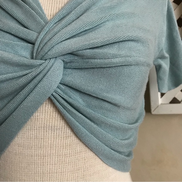 Sea Foam Ribbed Knit Cropped Top - Picture 2 of 7